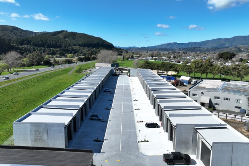 Aerial view of Workbase storage facility Upper Hutt looking north