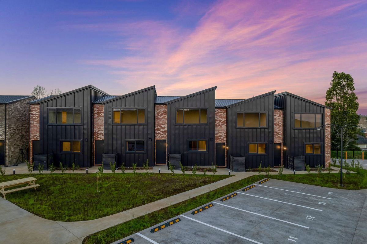 Front on view of housing.