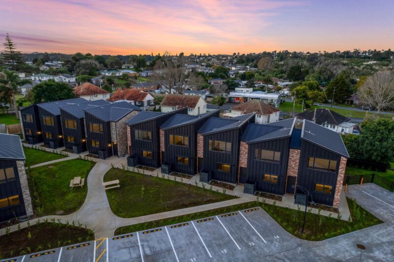 Ariel view of housing complex.