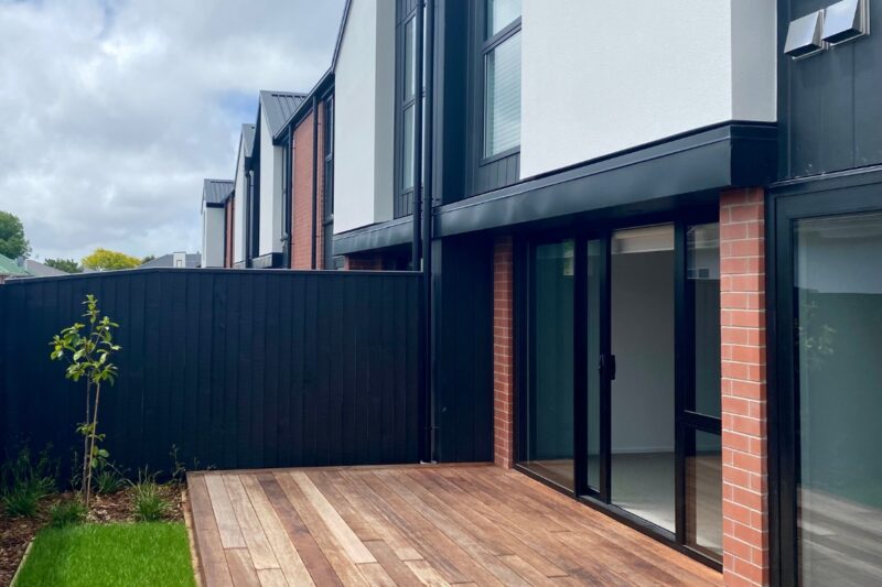 Outdoor area, deck and sliding doors.