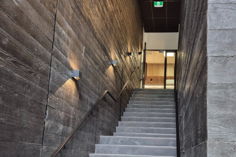 Stairs leading to the offices.